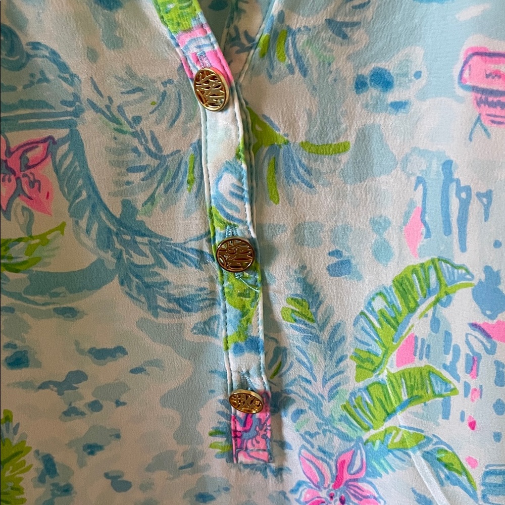 Lilly Pulitzer Pastel Floral Silk Blouse - Picture 5 of 6